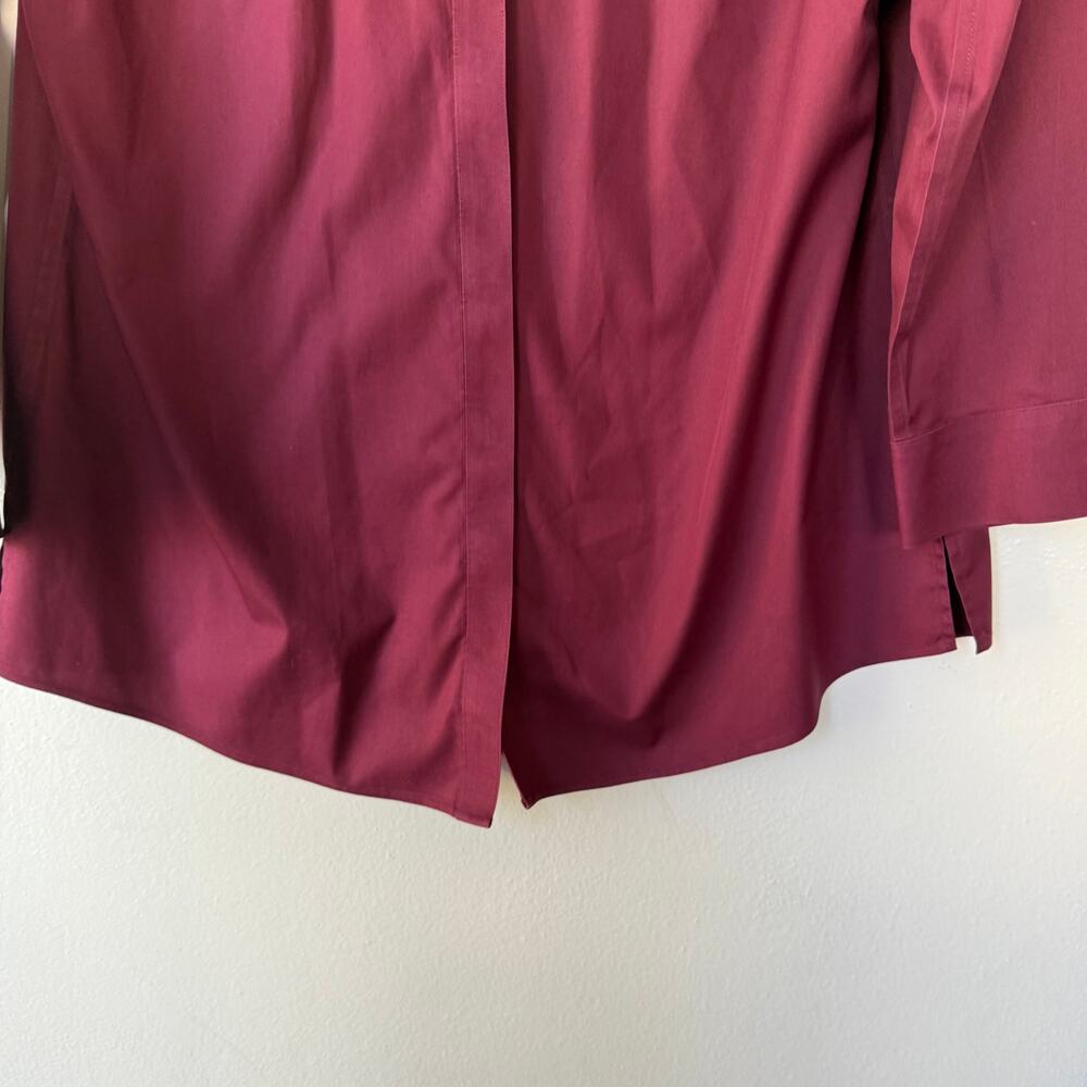 Chico’s Burgundy Buttondown Long no wrinkle shirt size XL - Picture 5 of 9